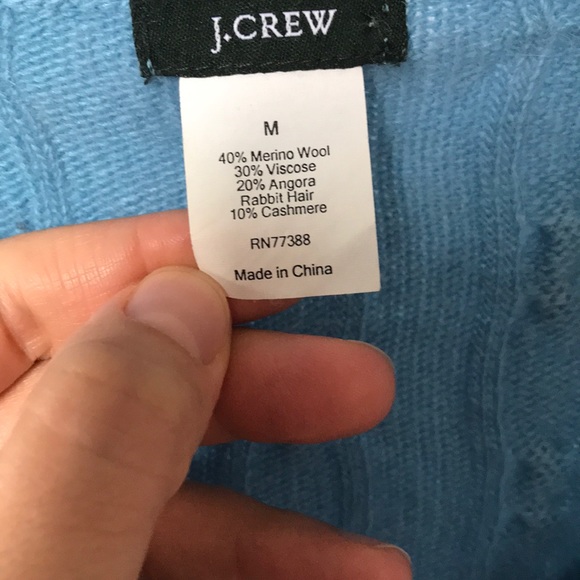 JCrew blue cable knit v neck sweater M - Picture 2 of 5